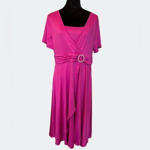 Beautiful Fuchsia Faux Wrap Dress Size XXL